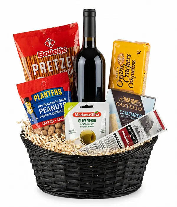 Red Wine & Cheese Basket Fleur Concept