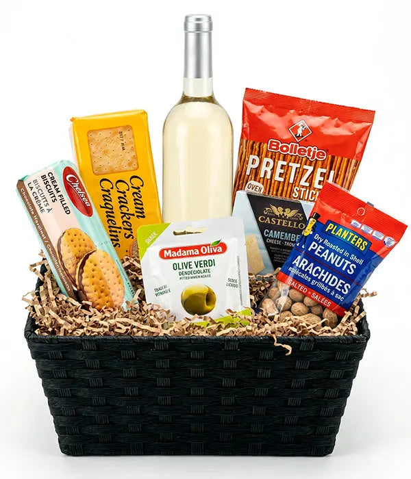 White Wine & Cheese Basket Fleur Concept