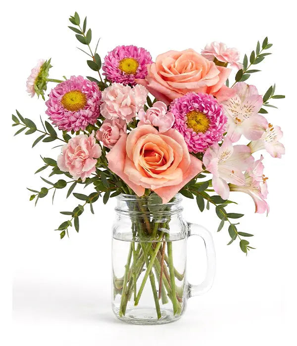Blush Petals in a Mason Jar Fleur Concept