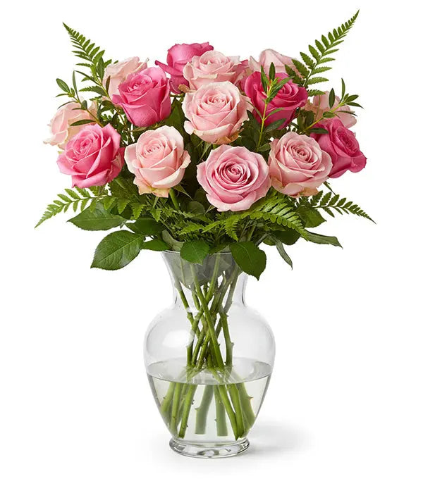 One Dozen Long Stemmed Pink Roses Fleur Concept