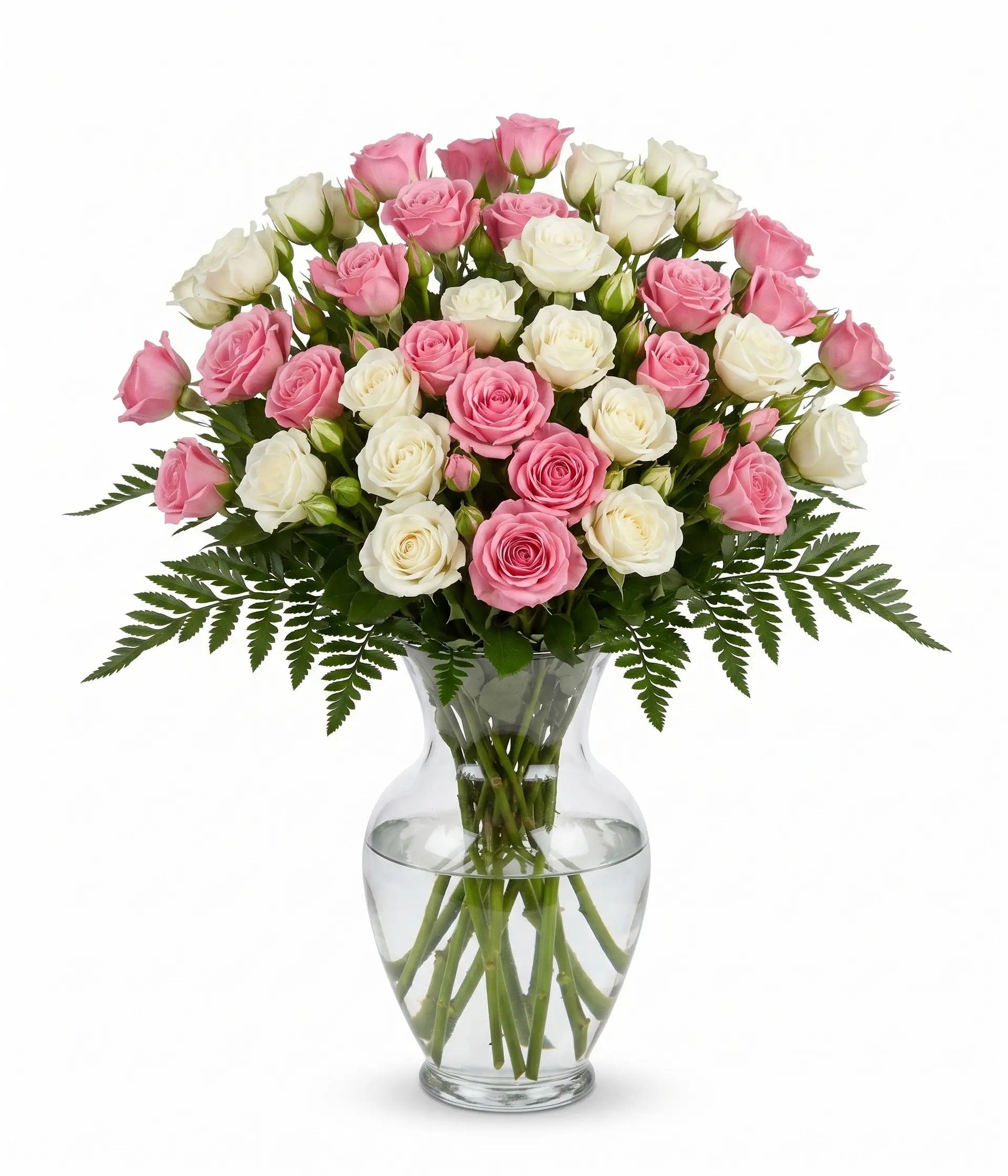 100 Blooms of White & Pink Spray Roses Fleur Concept
