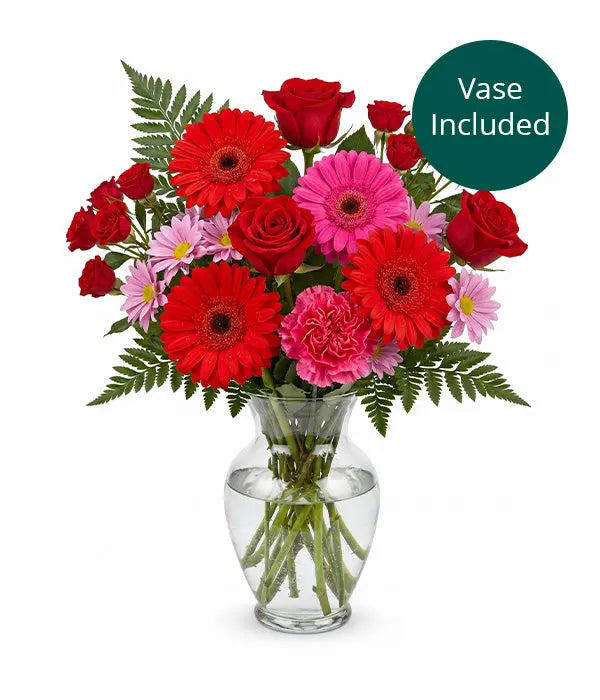 Cherry Bomb Bouquet in Vase Fleur Concept