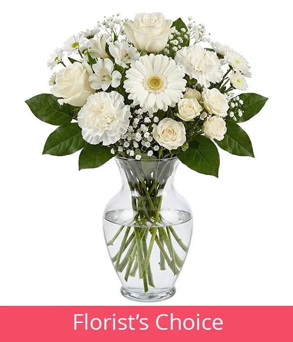 White Bouquet Designer’s Choice with Vase Fleur Concept