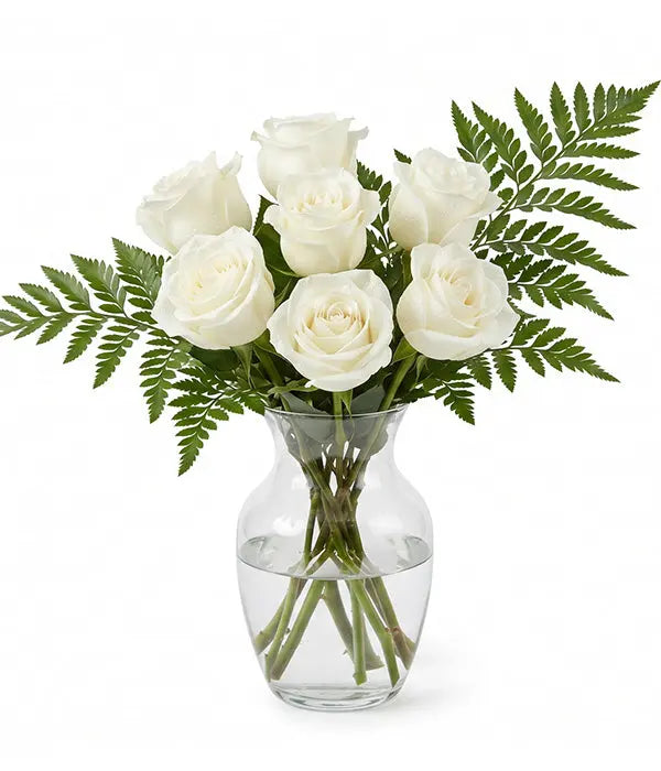 Half Dozen White Roses Fleur Concept