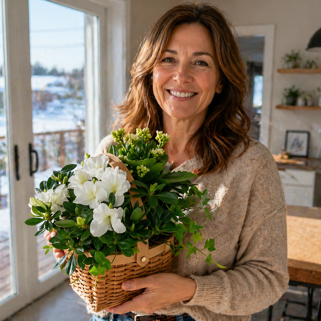 White Blooming Planter Basket Fleur Concept