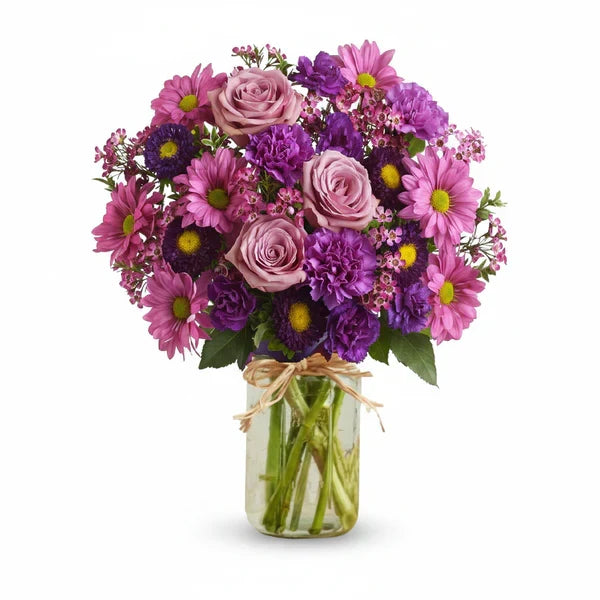 Love & Laughter in Mason Jar Fleur Concept