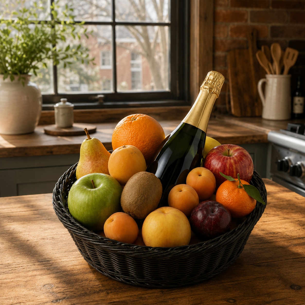 Fruit & Bubbly Basket Fleur Concept