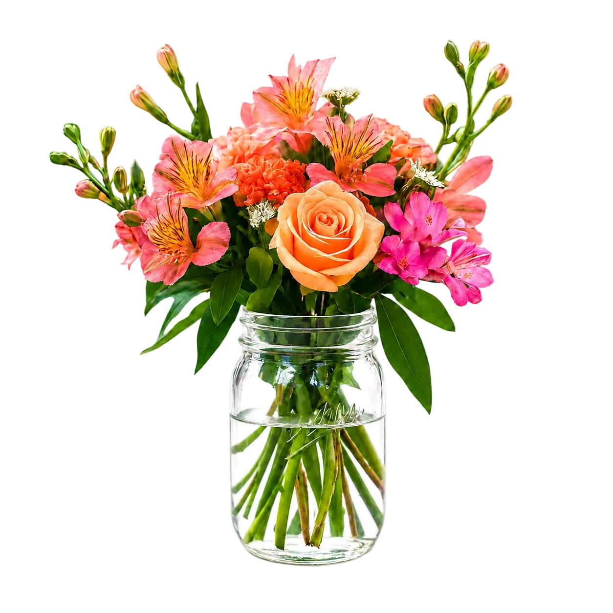 Petal Sunrise in Mason Jar Fleur Concept