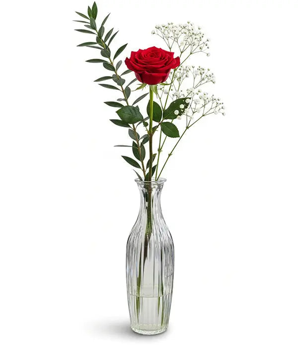 Red Rose in Bud Vase Fleur Concept