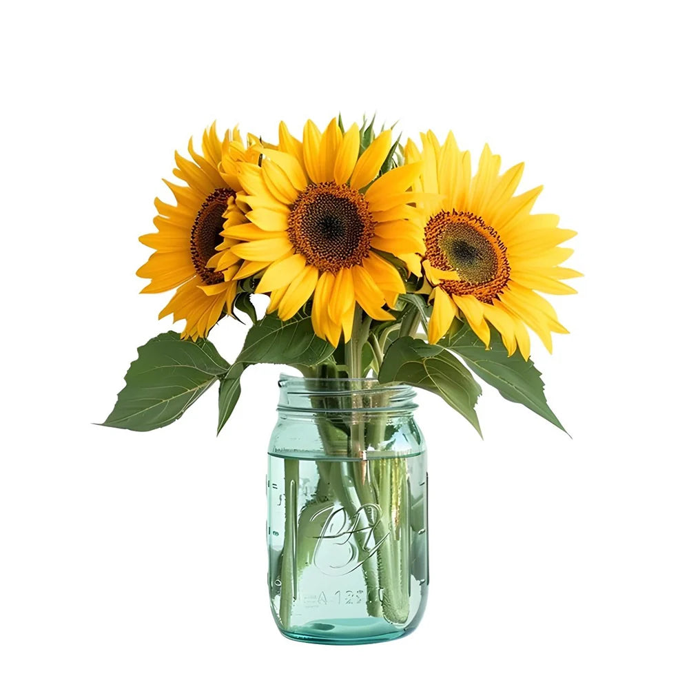 Sunny Sunflowers in Mason Jar Fleur Concept
