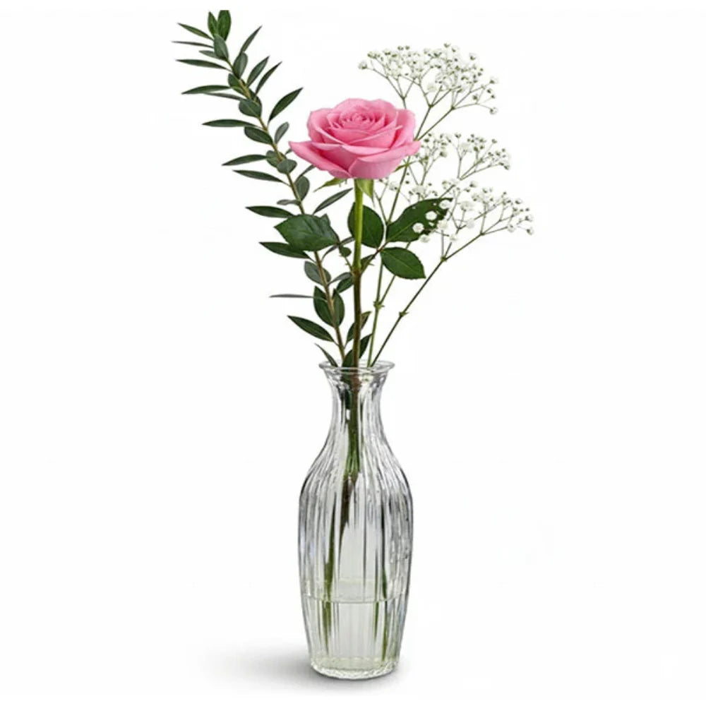 Pink Rose in Bud Vase Fleur Concept