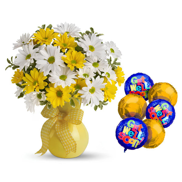 Get Well Soon Balloons &amp; Daisies