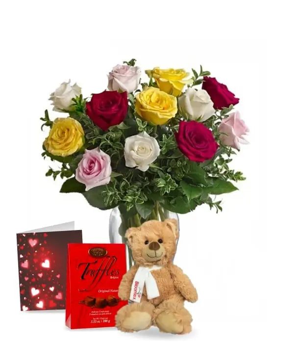 One Dozen Assorted Rose Combo II Fleur Concept