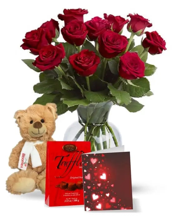 One Dozen Long Stemmed Red Rose Combo Fleur Concept