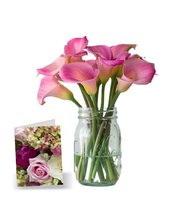 Pink Calla Lilies in Mason Jar Fleur Concept