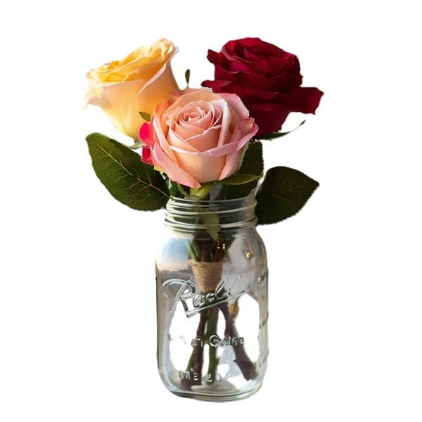 Assorted Roses in Mason Jar Fleur Concept