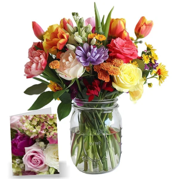Mothers Delight in Mason Jar Fleur Concept