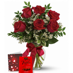 Combo 6 Roses Rouges & Truffes buy at Fleur Quebec